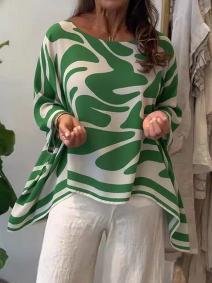 Blouse en mousseline imprimée décontractée à coupe ample