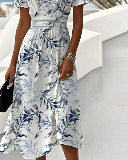 Robe élégante à imprimé botanique