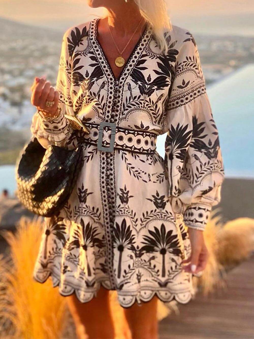 Robe de plage imprimée vintage pour femme