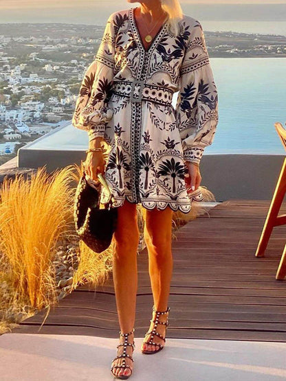 Robe de plage imprimée vintage pour femme