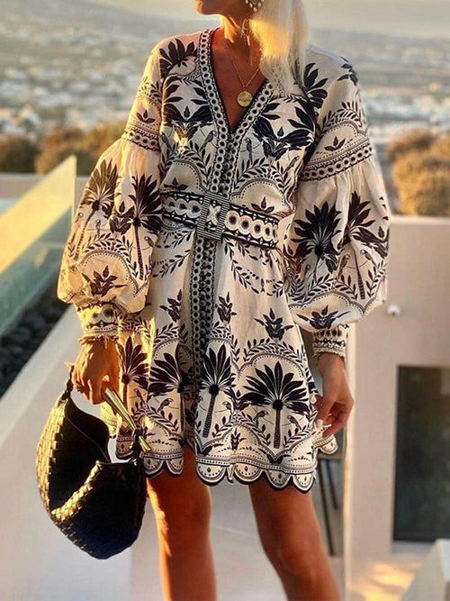Robe de plage imprimée vintage pour femme