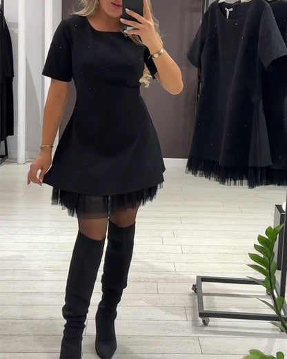 Robe élégante en patchwork de maille scintillante