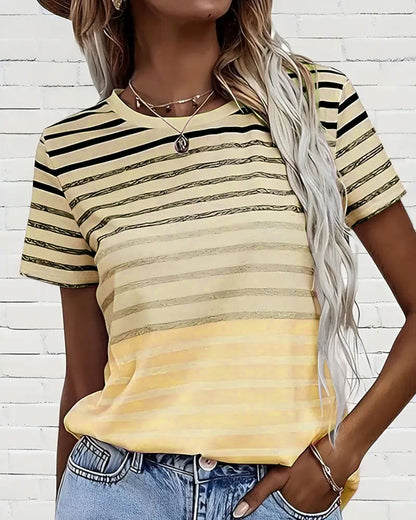 T‑shirt rayé à manches courtes et col rond Aumora