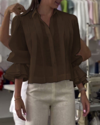 Chemise à manches bouffantes et à volants Aumora