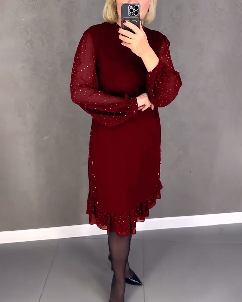 robe à pois à manches longues