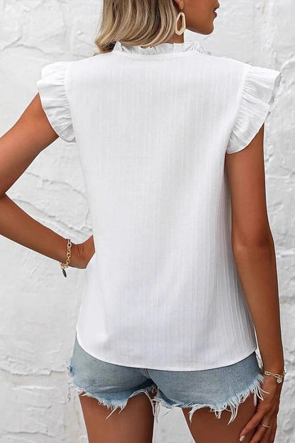 Tops décontractés à manches volantées avec broderie mode