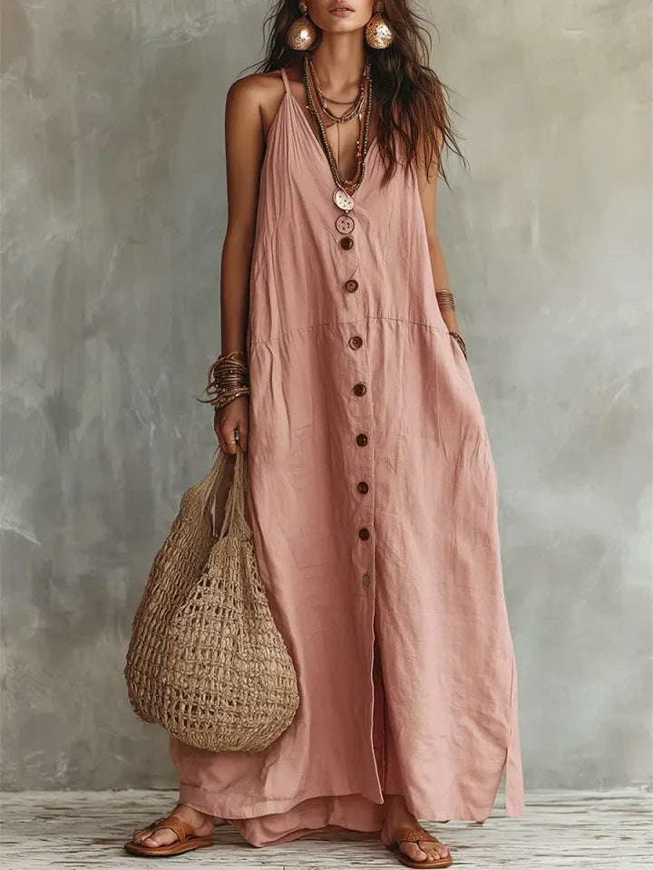 🌿 Boho Linen Maxi Dress: Effortless Summer Style