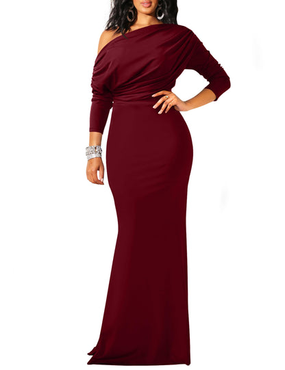 Robe de soirée longue de fête formelle moulante élégante sans épaules et sans manches pour femmes 2025