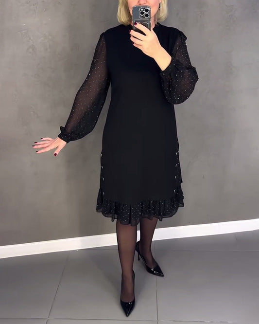 robe à pois à manches longues