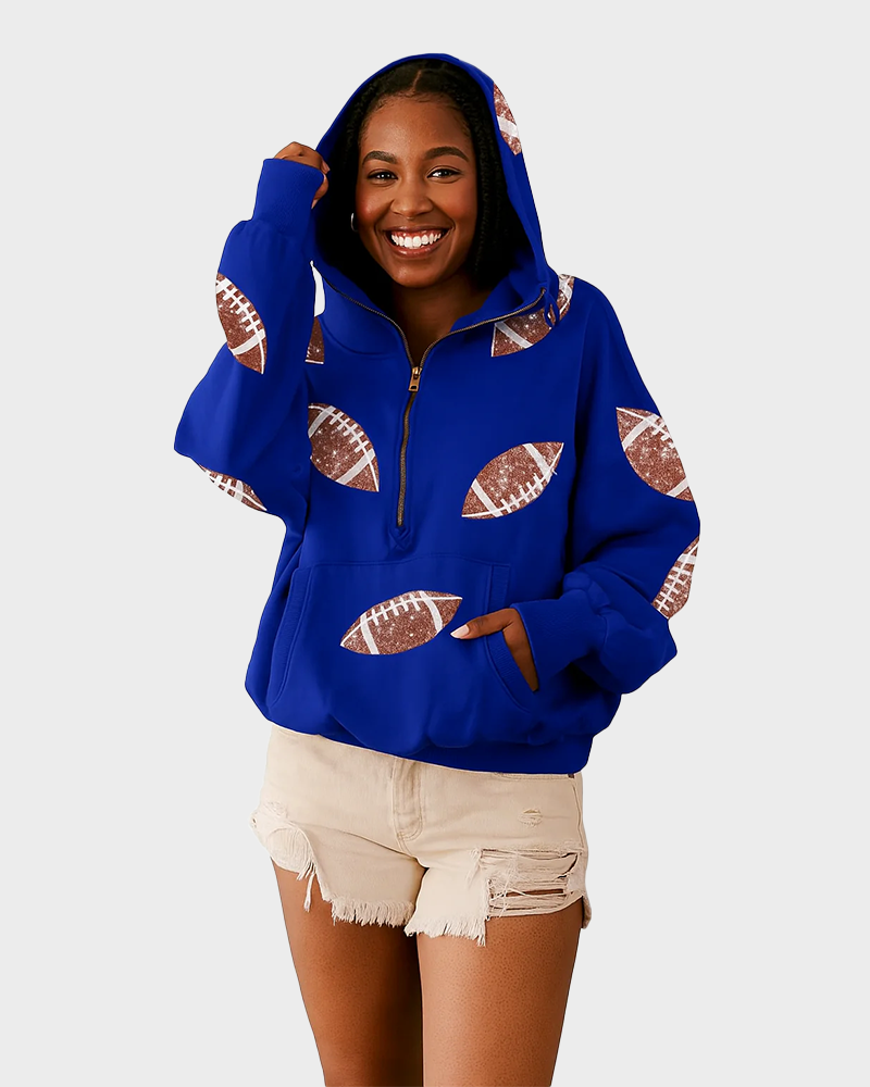 ‘Glam Kickoff’ Long Sleeve Zip Hoodie - Blue / S - Bra
