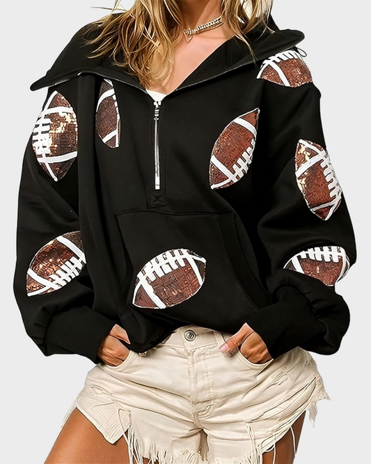 ‘Glam Kickoff’ Long Sleeve Zip Hoodie - Bra