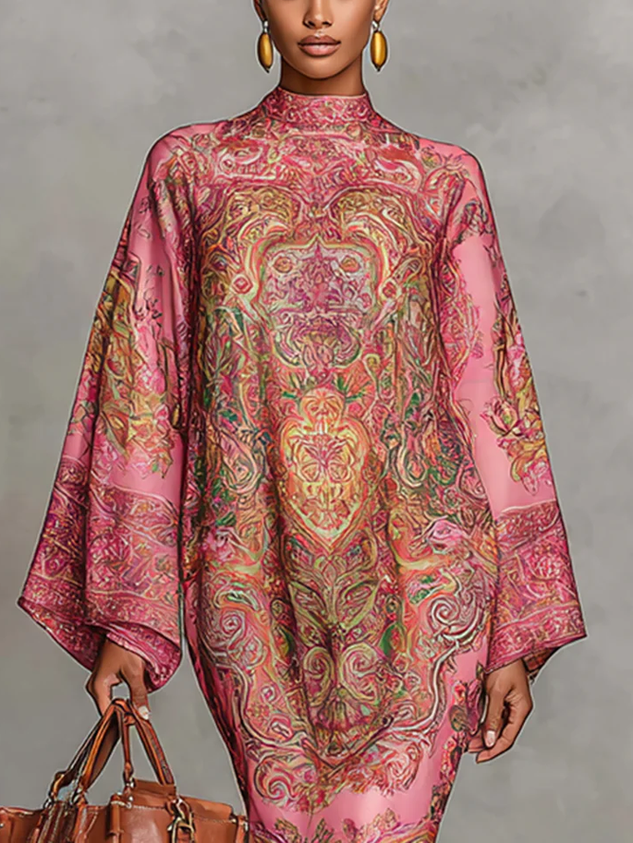 Robe midi grande taille à imprimé cachemire urbain