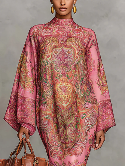 Robe midi grande taille à imprimé cachemire urbain