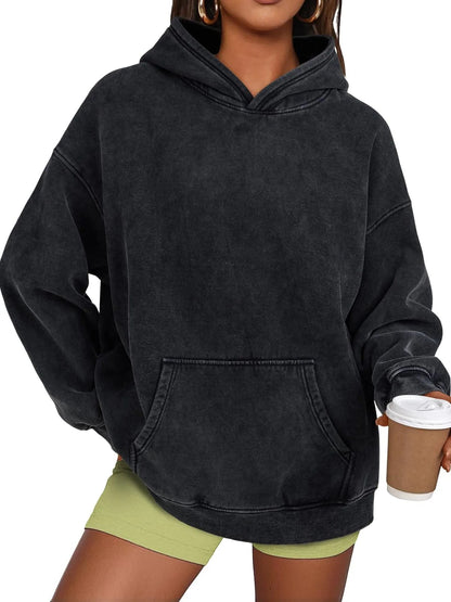 Pull à capuche délavé à coupe oversize décontracté unisexe