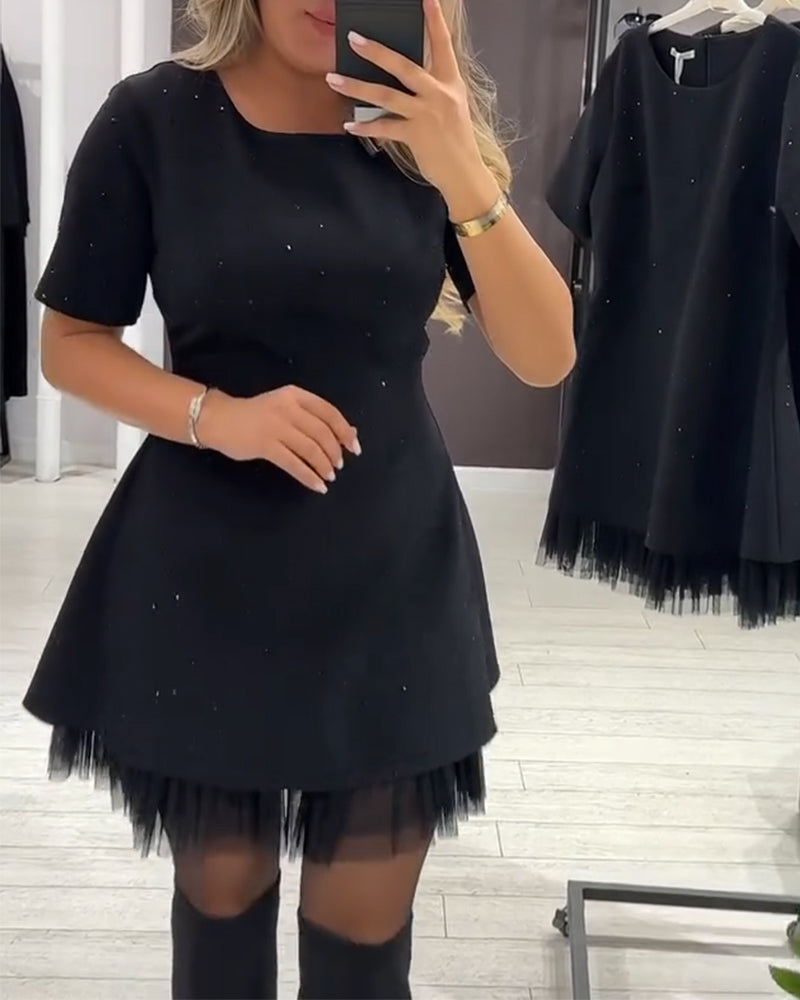 Robe élégante en patchwork de maille scintillante