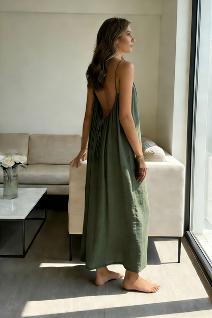 Robe camisole unie dos nu pour femme