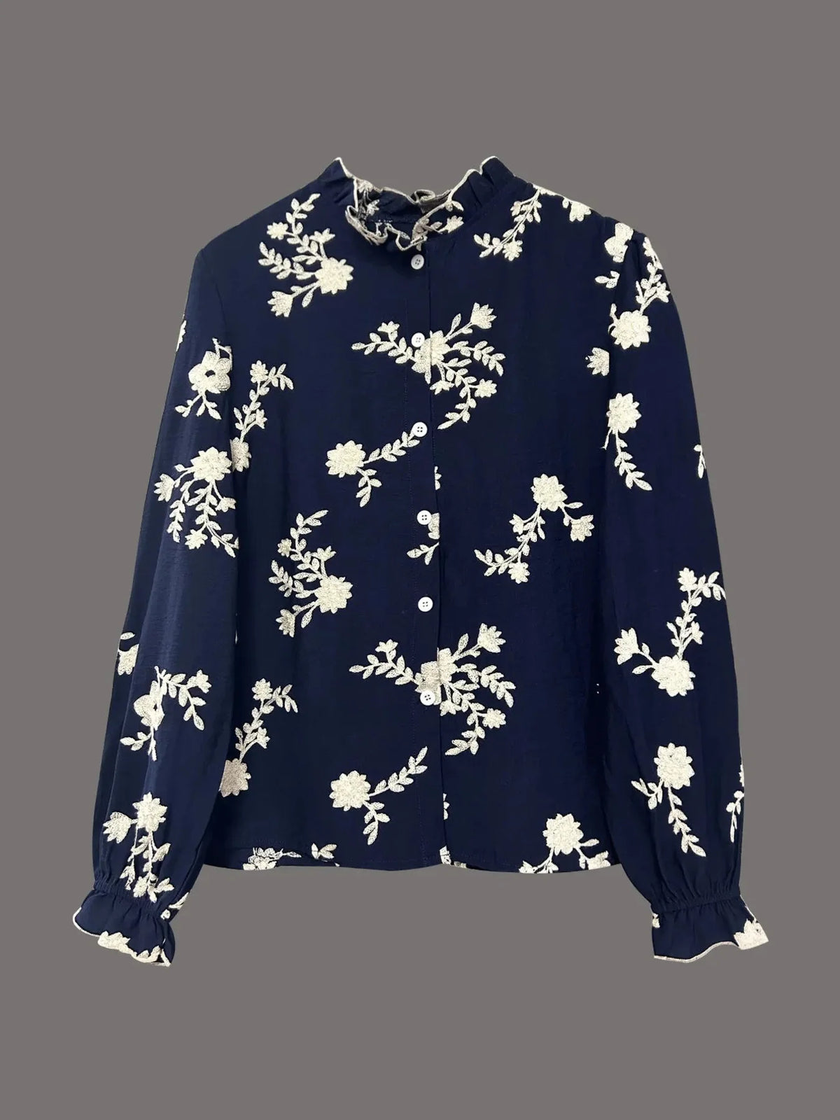 Chemise à manches longues à boutons à motifs floraux