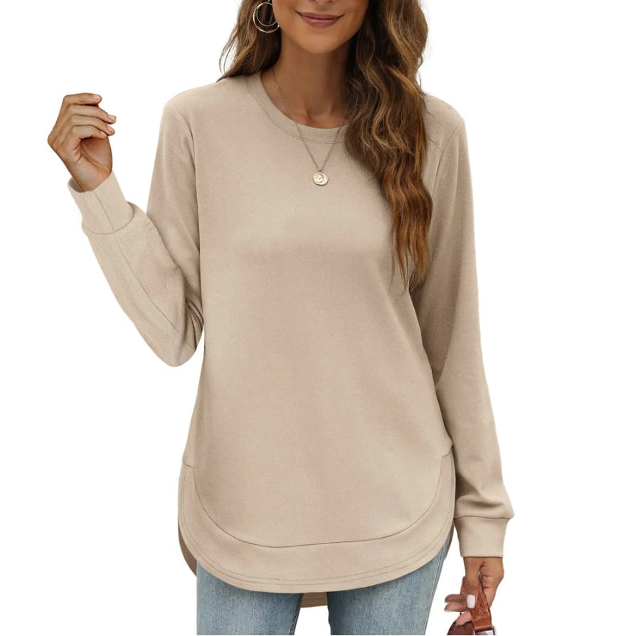 Sweatshirt femme col rond ourlet incurvé