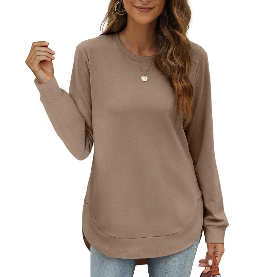 Sweatshirt femme col rond ourlet incurvé