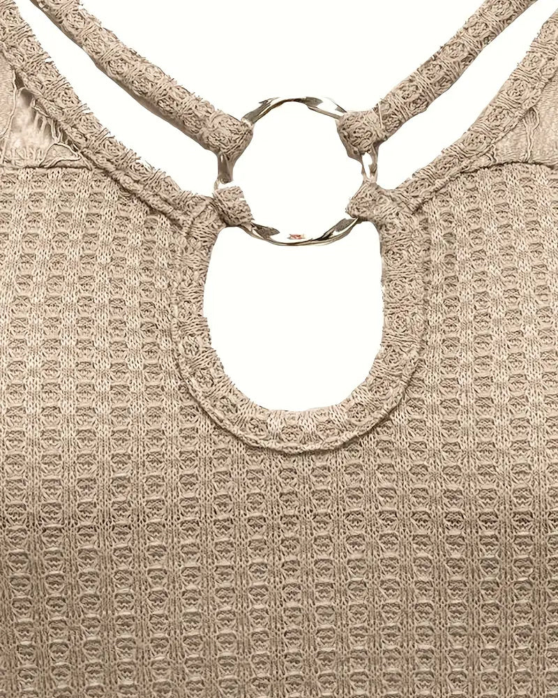 T‑shirt tricoté à panneaux de dentelle