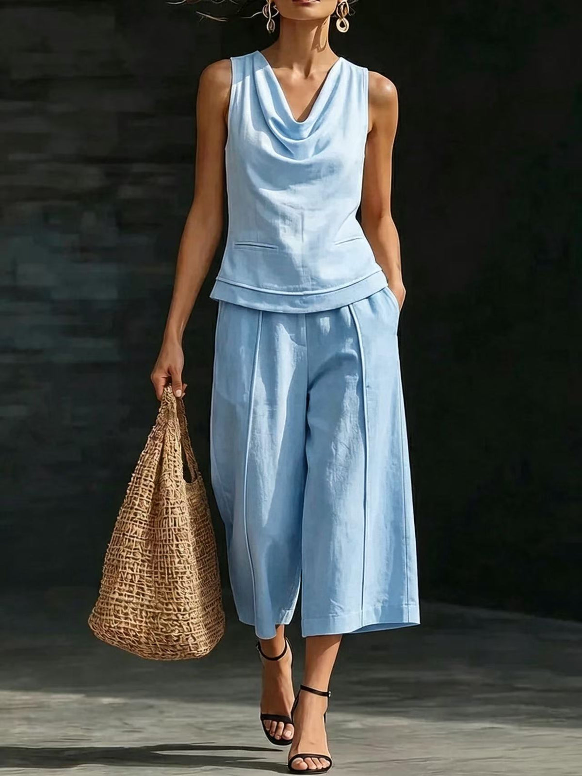 Linen 2-Piece Sleeveless Outfit
