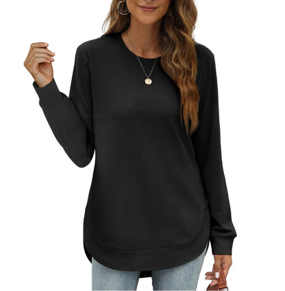 Sweatshirt femme col rond ourlet incurvé