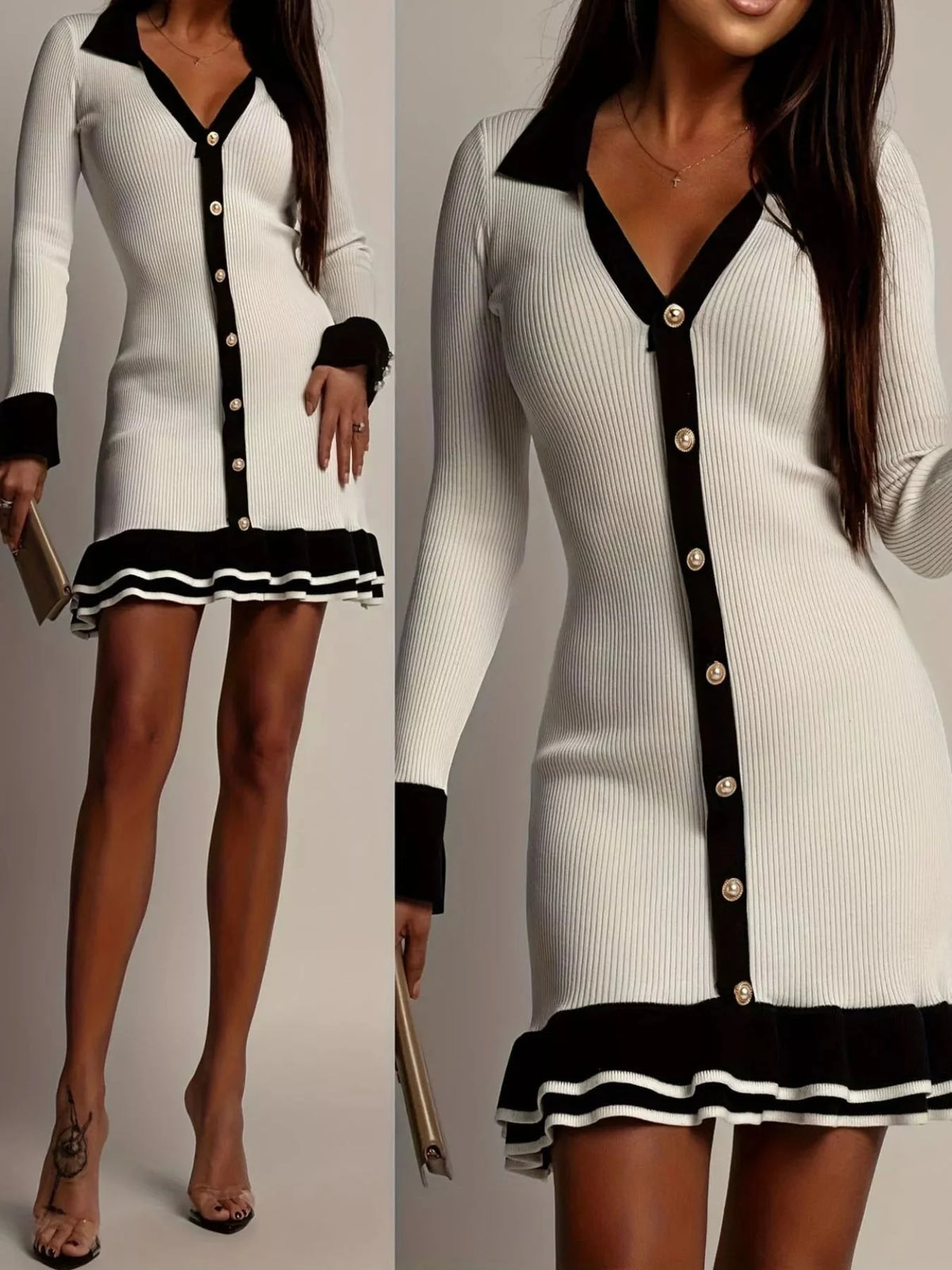 Robe pull Sweet Angel à bordures contrastées en maille
