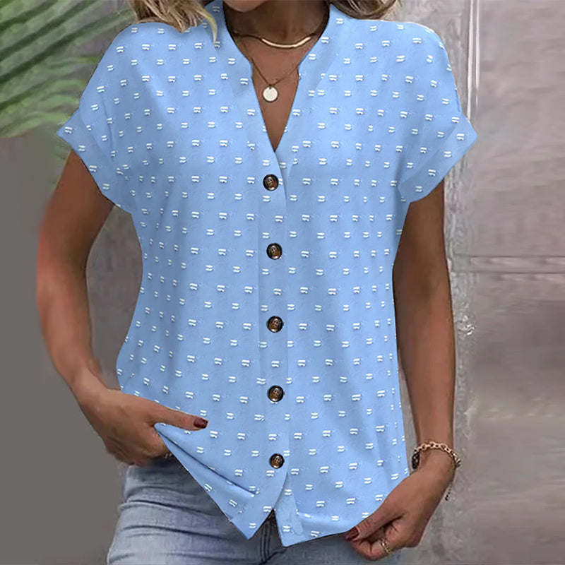 Blouse bleue à épaules dénudées