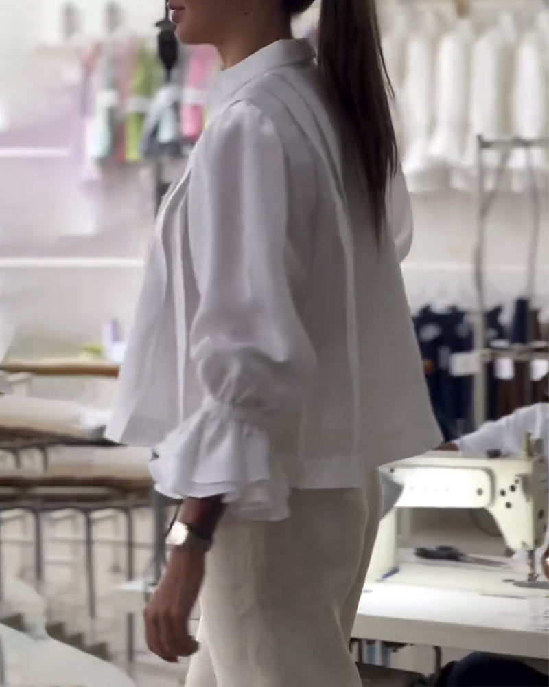 Chemise à manches bouffantes et à volants Aumora