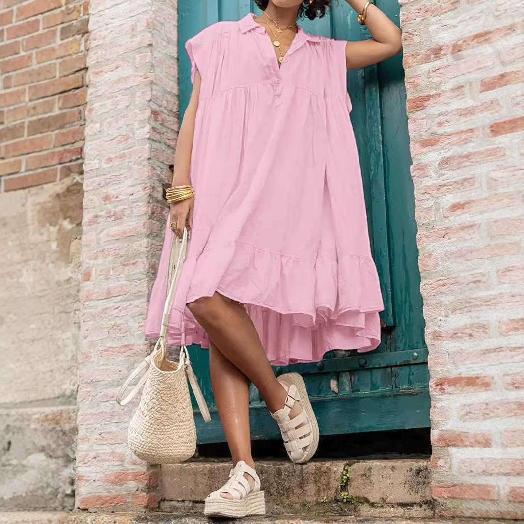 Robe‑chemise ample à volants