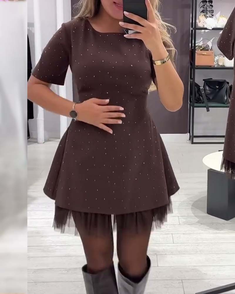 Robe élégante en patchwork de maille scintillante