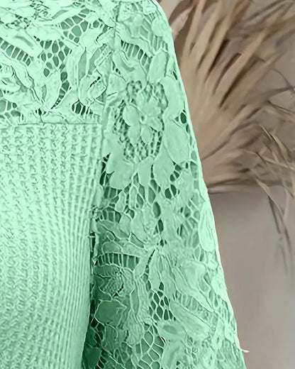 T‑shirt tricoté à panneaux de dentelle