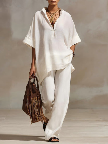 Oversized Relaxed Two Piece Linen Feel Matching Set