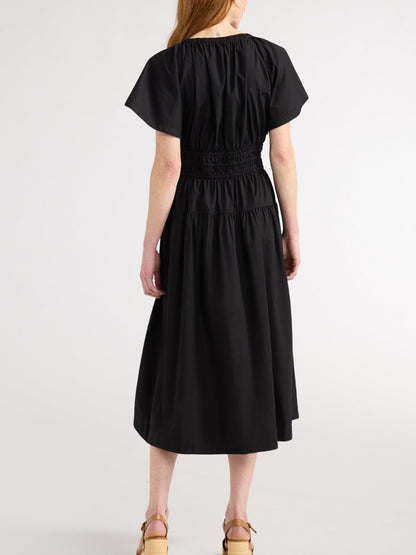 Robe midi décontractée femme en jean léger à volants, en promotion