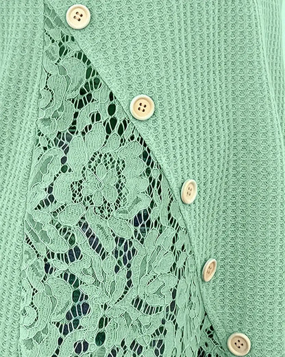 T‑shirt tricoté à panneaux de dentelle
