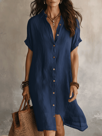 Robe midi décontractée en lin noir style bohème moderne sans effort