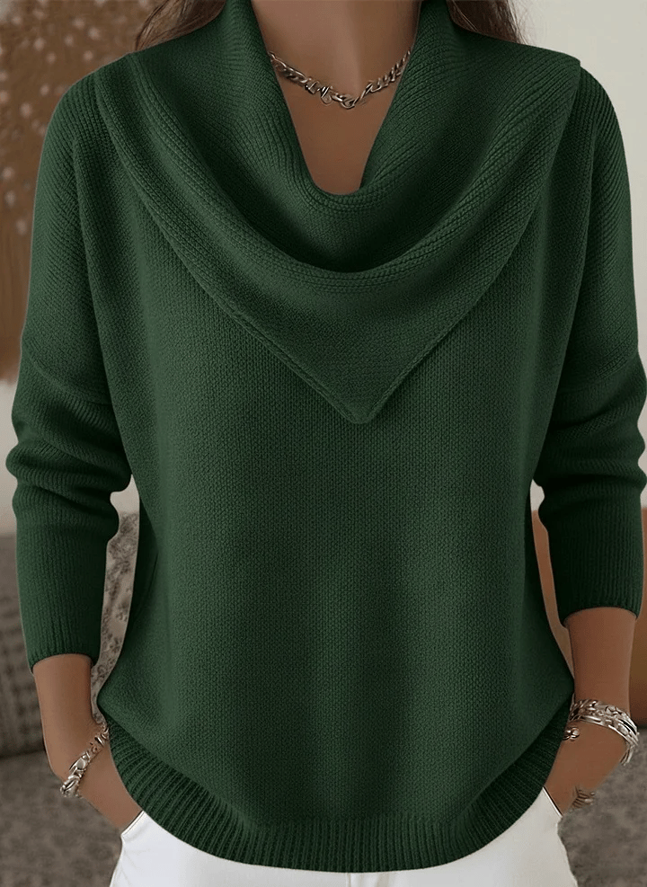 Pull col triangle uni doux style rétro élégant