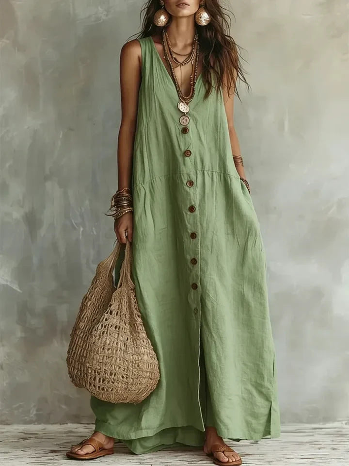 🌿 Boho Linen Maxi Dress: Effortless Summer Style