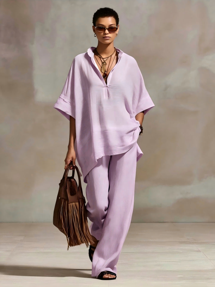 Oversized Relaxed Two Piece Linen Feel Matching Set