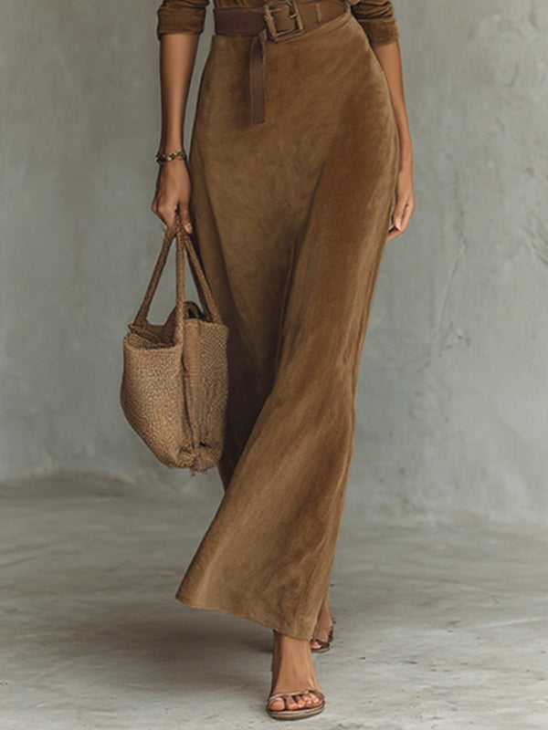 Robe‑chemise longue à manches longues, à col revers et à assemblage fendu