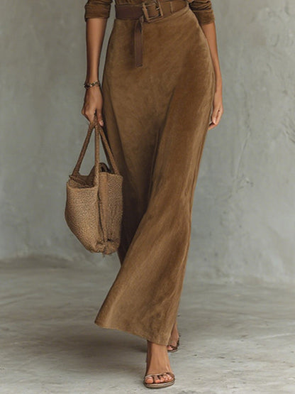 Robe‑chemise longue à manches longues, à col revers et à assemblage fendu