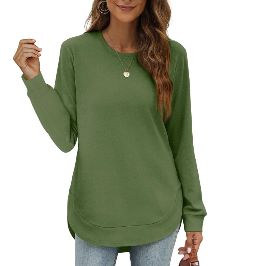 Sweatshirt femme col rond ourlet incurvé