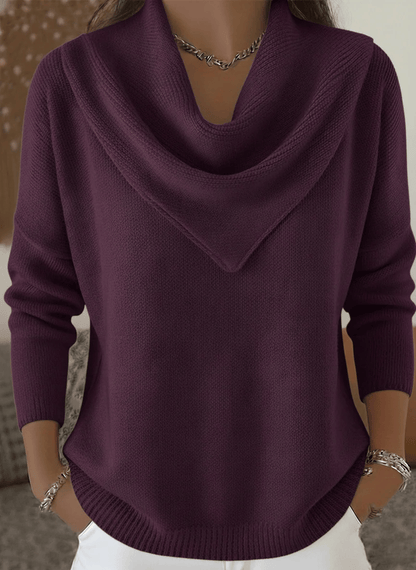 Pull col triangle uni doux style rétro élégant