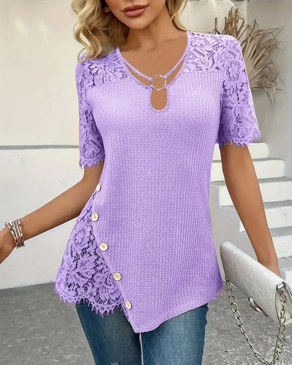 T‑shirt tricoté à panneaux de dentelle