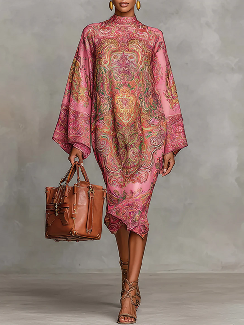 Robe midi grande taille à imprimé cachemire urbain