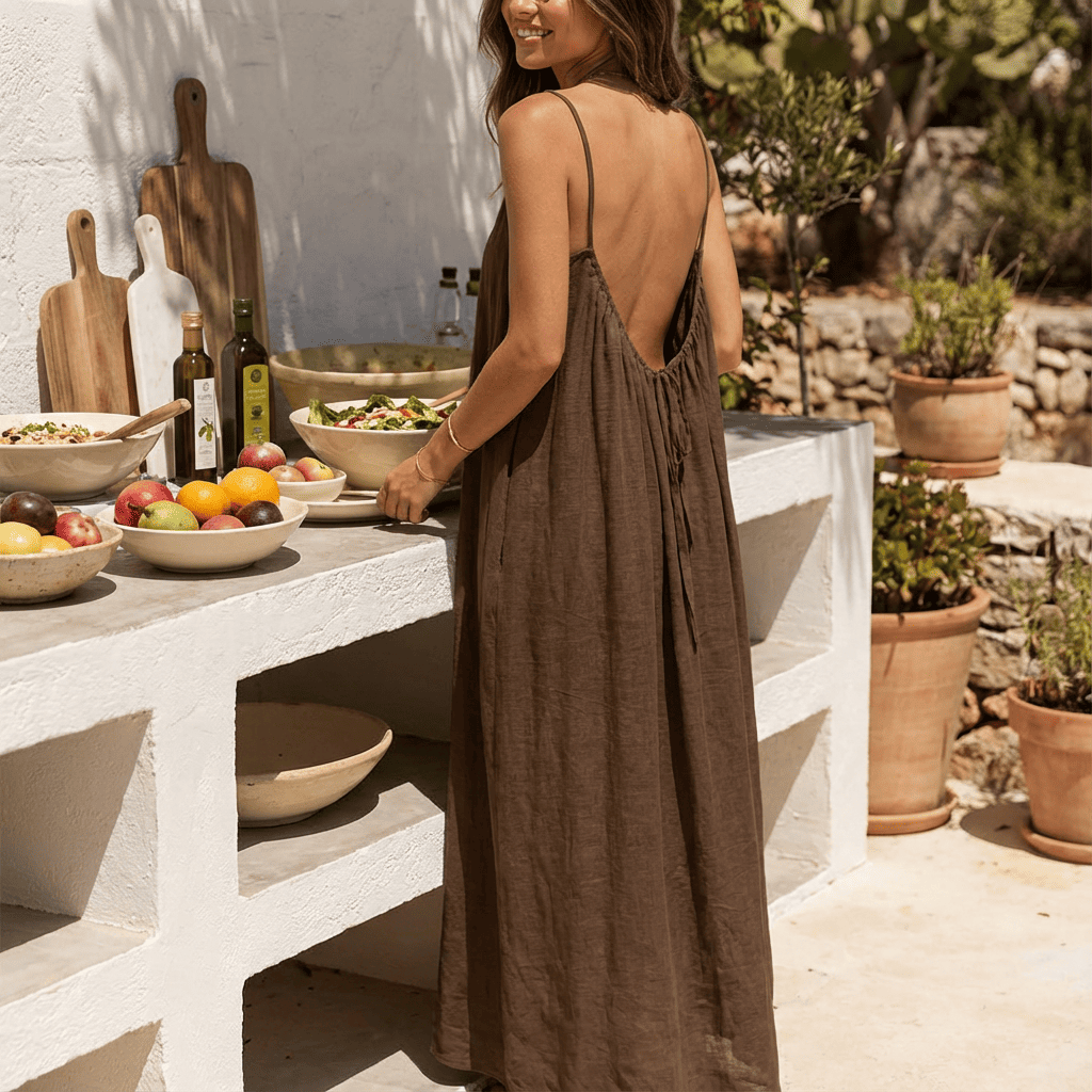 Robe camisole unie dos nu pour femme
