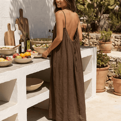 Robe camisole unie dos nu pour femme