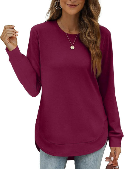 Sweatshirt femme col rond ourlet incurvé