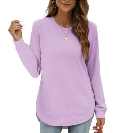 Sweatshirt femme col rond ourlet incurvé
