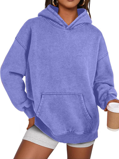 Pull à capuche délavé à coupe oversize décontracté unisexe